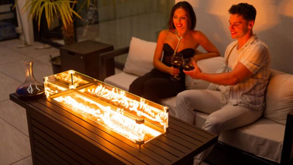 Masă cu Foc Ignite PureFlame 146cm | METAL | GAZ | ANTRACIT | Industrial