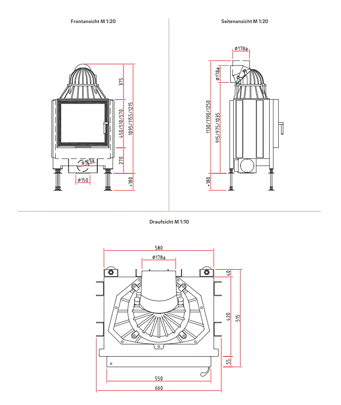Șemineu pe lemne RONDA 5551s