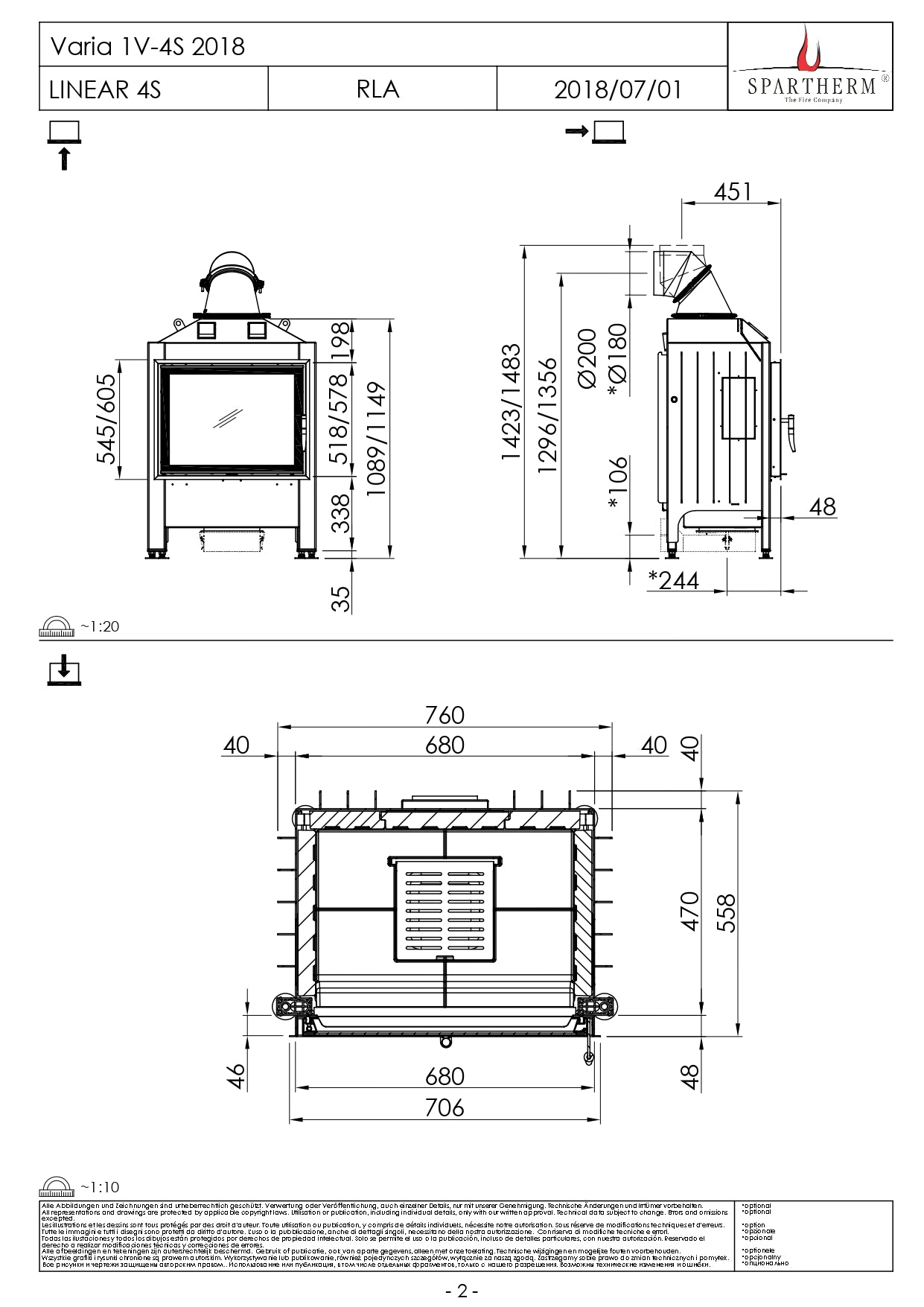 SPARTHERM Focar samota cu geam drept VARIA 1V