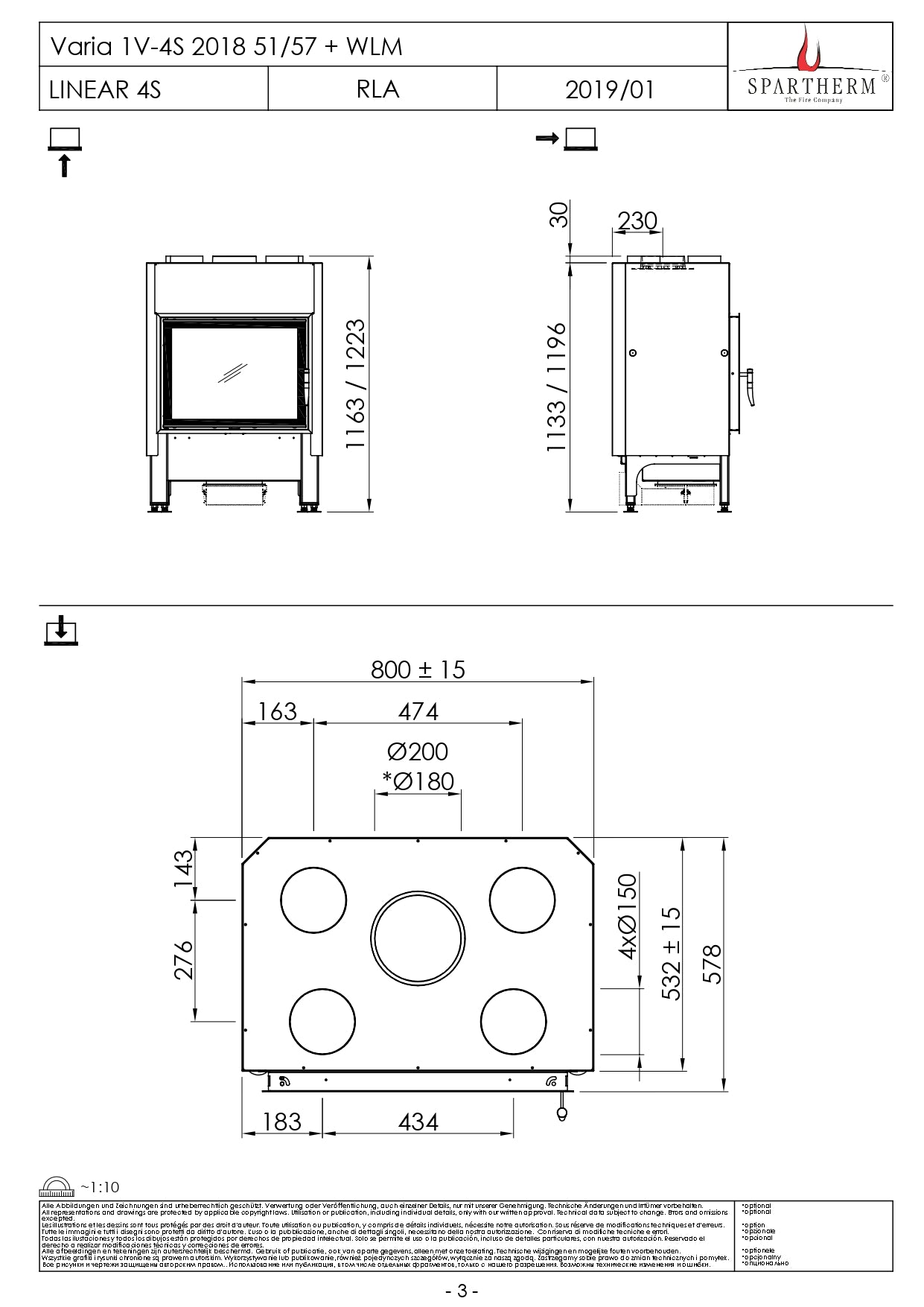 SPARTHERM Focar samota cu geam drept VARIA 1V