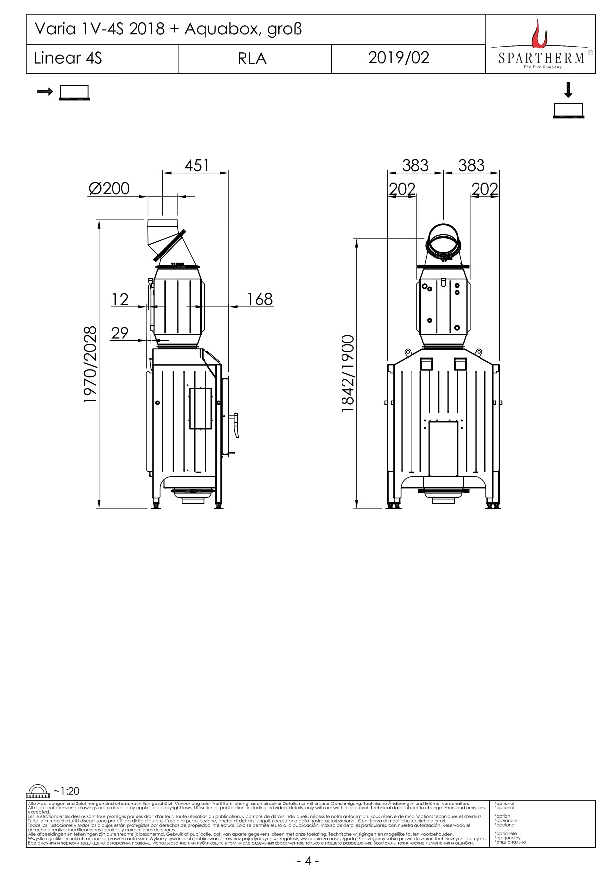 SPARTHERM Focar samota cu geam drept VARIA 1V