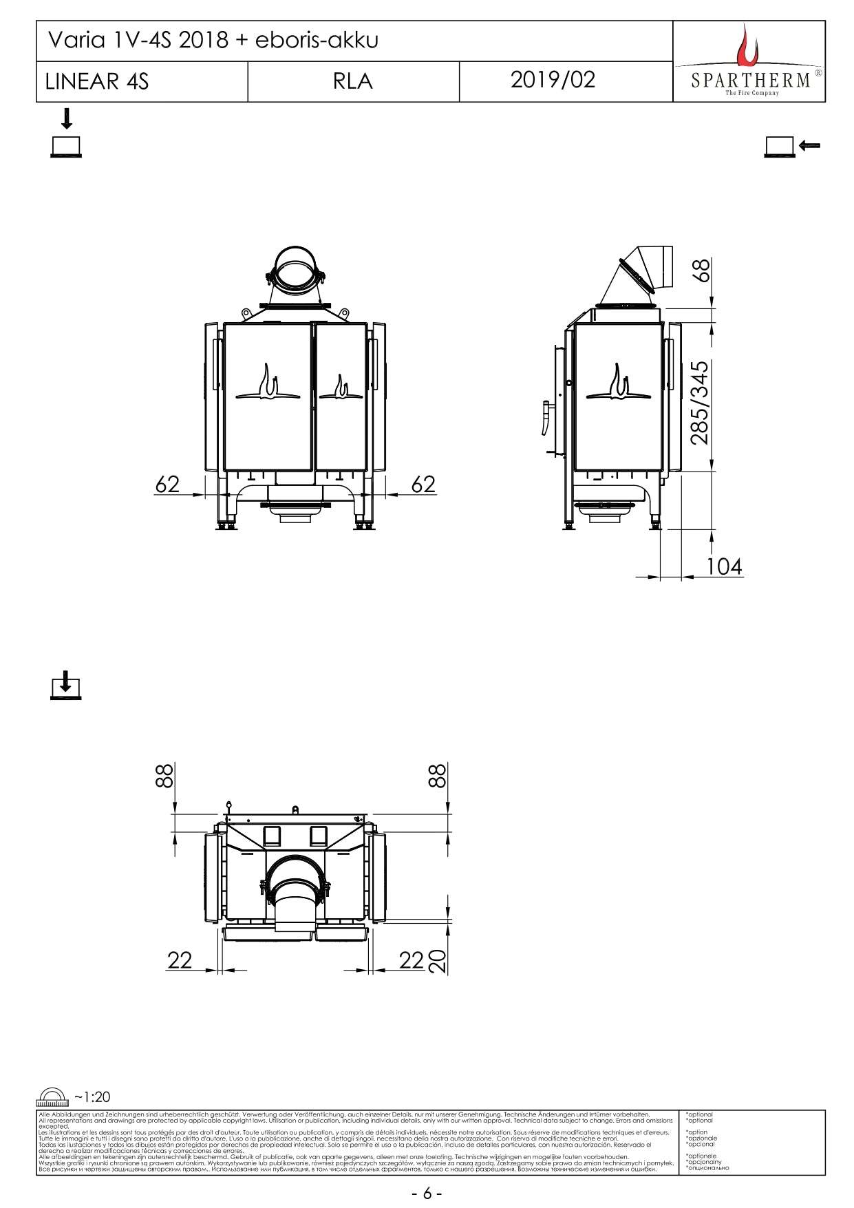 SPARTHERM Focar samota cu geam drept VARIA 1V