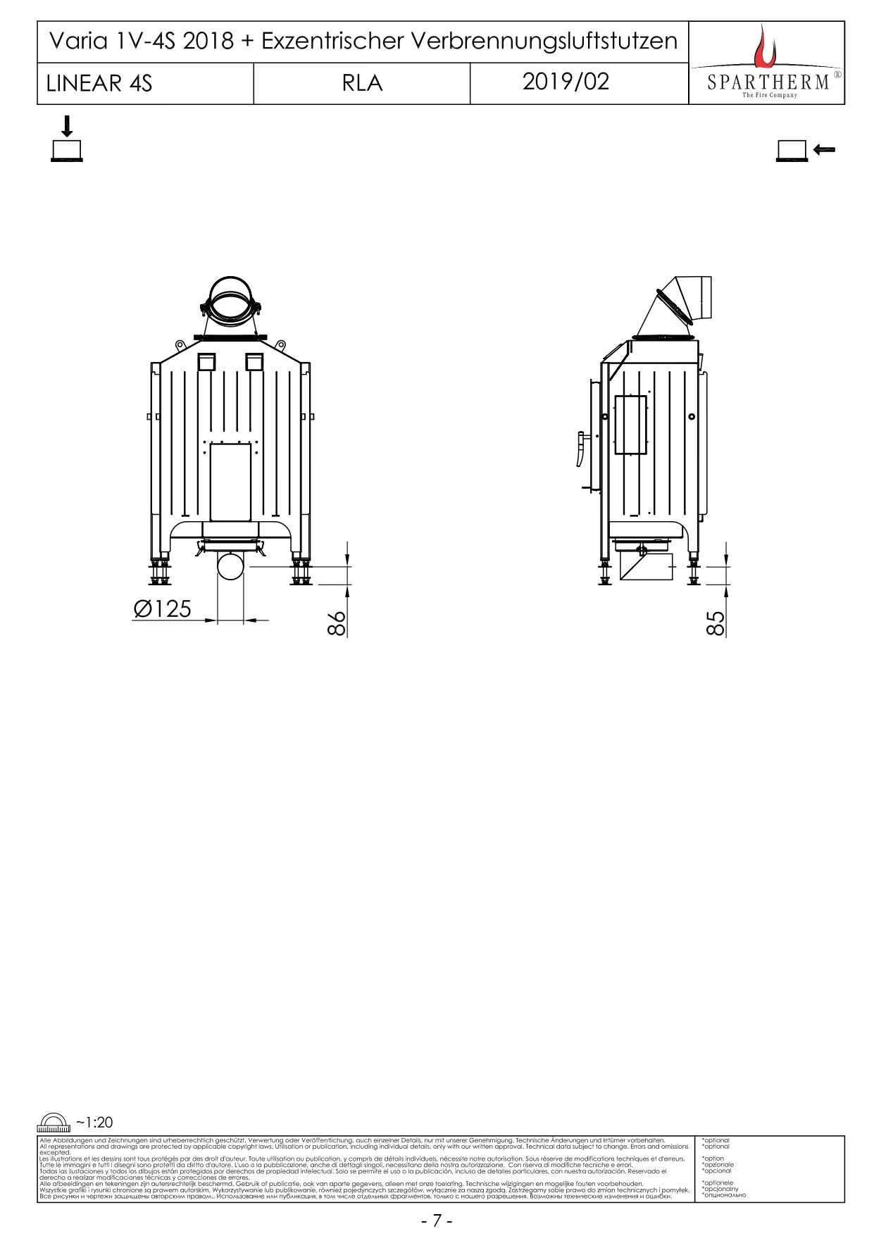 SPARTHERM Focar samota cu geam drept VARIA 1V