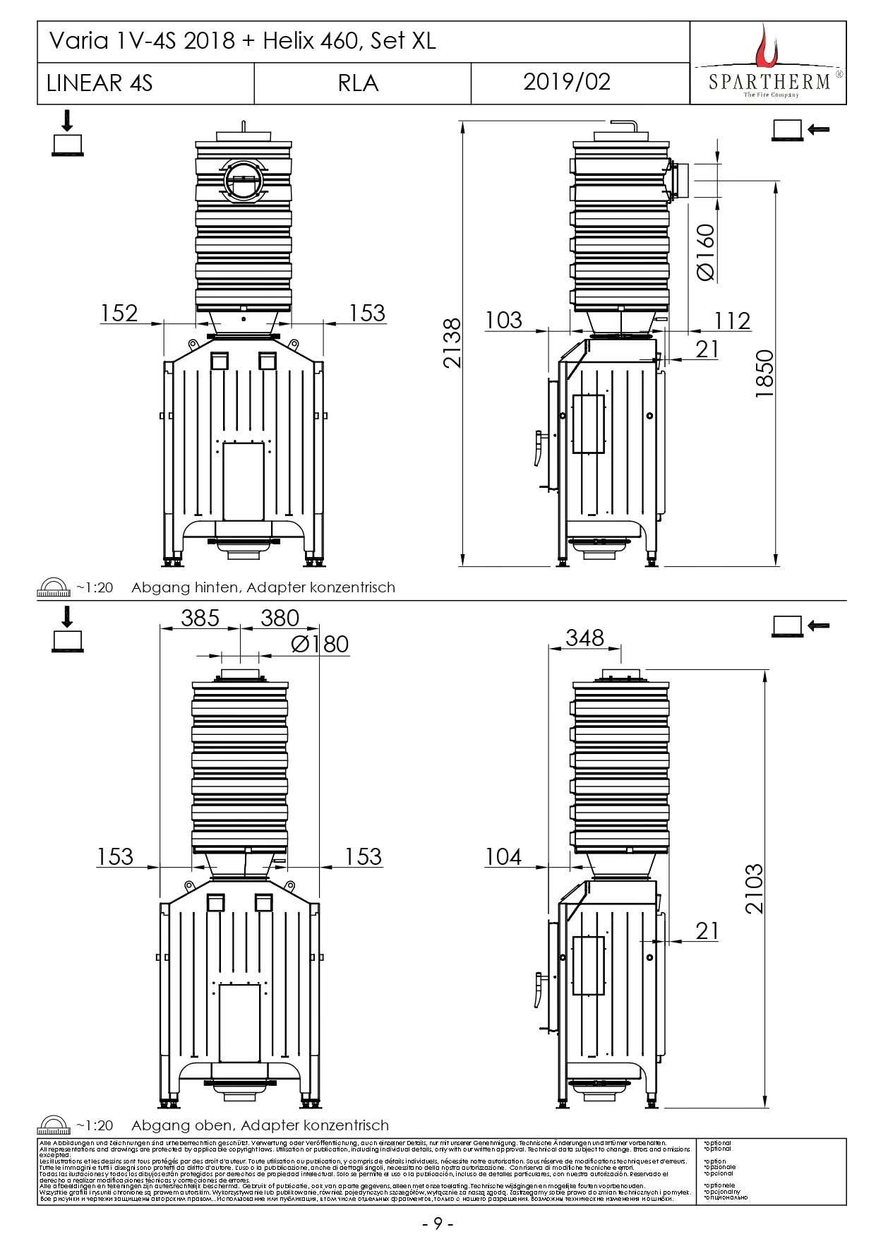 SPARTHERM Focar samota cu geam drept VARIA 1V