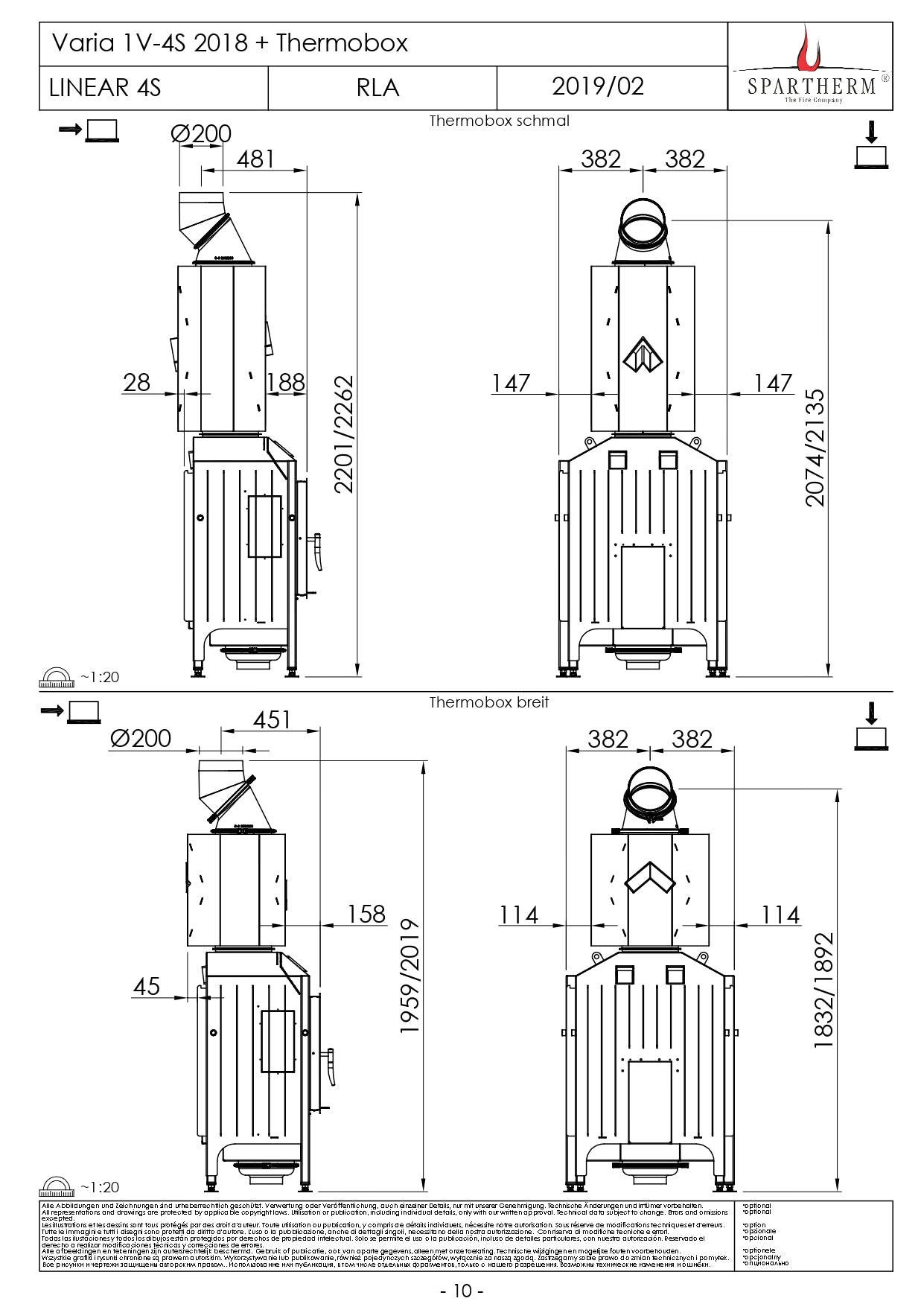 SPARTHERM Focar samota cu geam drept VARIA 1V