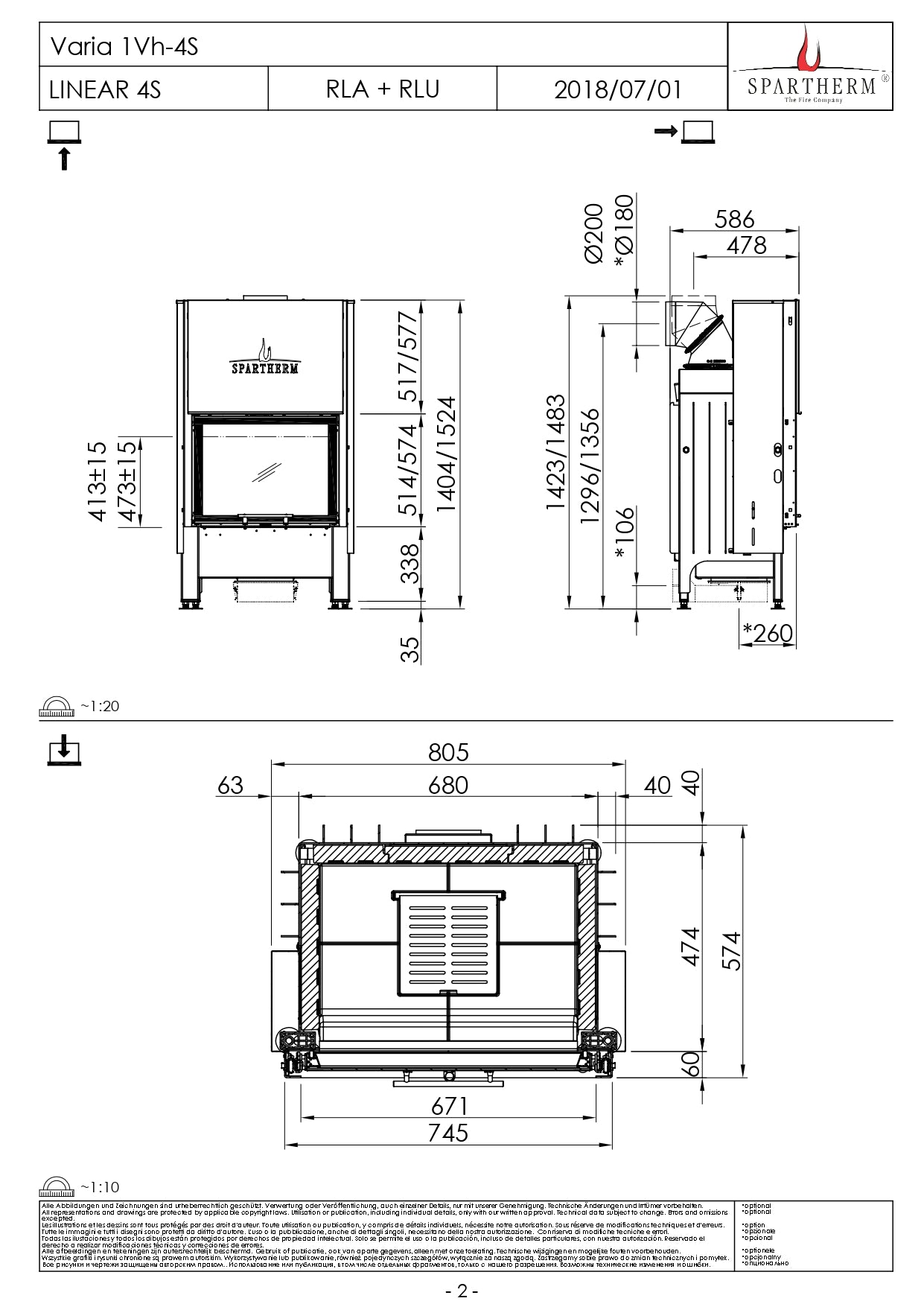 SPARTHERM Focar samota cu geam drept VARIA 1Vh