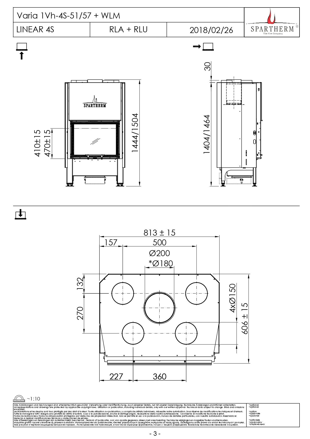 SPARTHERM Focar samota cu geam drept VARIA 1Vh