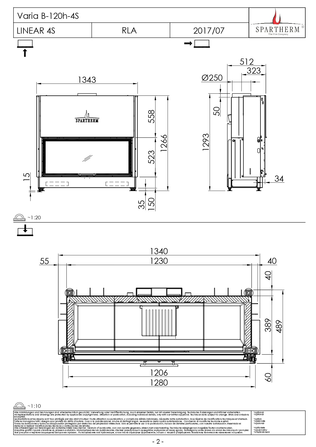 SPARTHERM Focar samota cu geam drept Varia B-120h