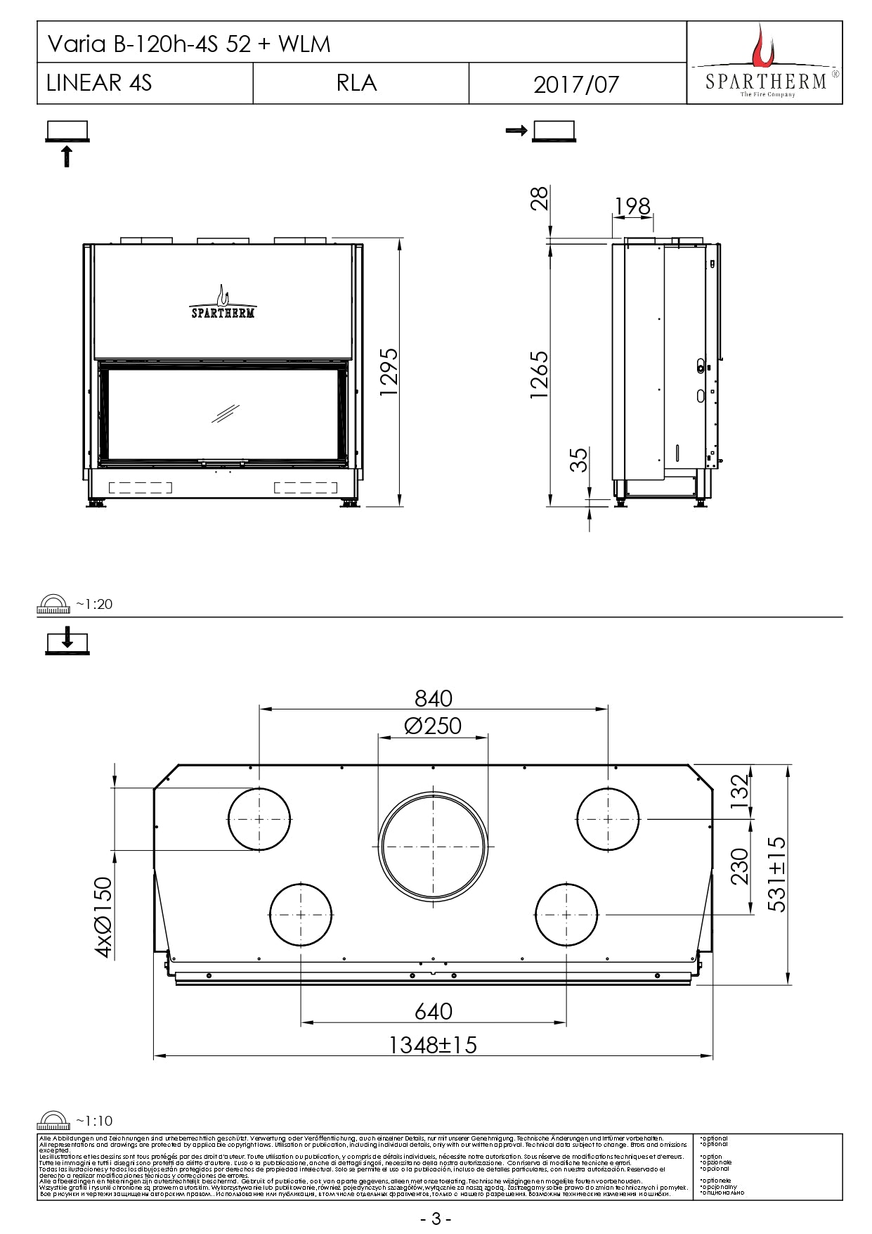 SPARTHERM Focar samota cu geam drept Varia B-120h