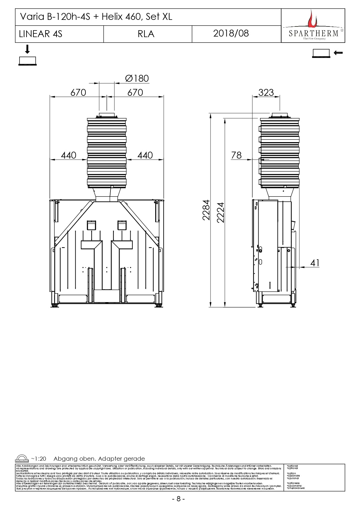 SPARTHERM Focar samota cu geam drept Varia B-120h