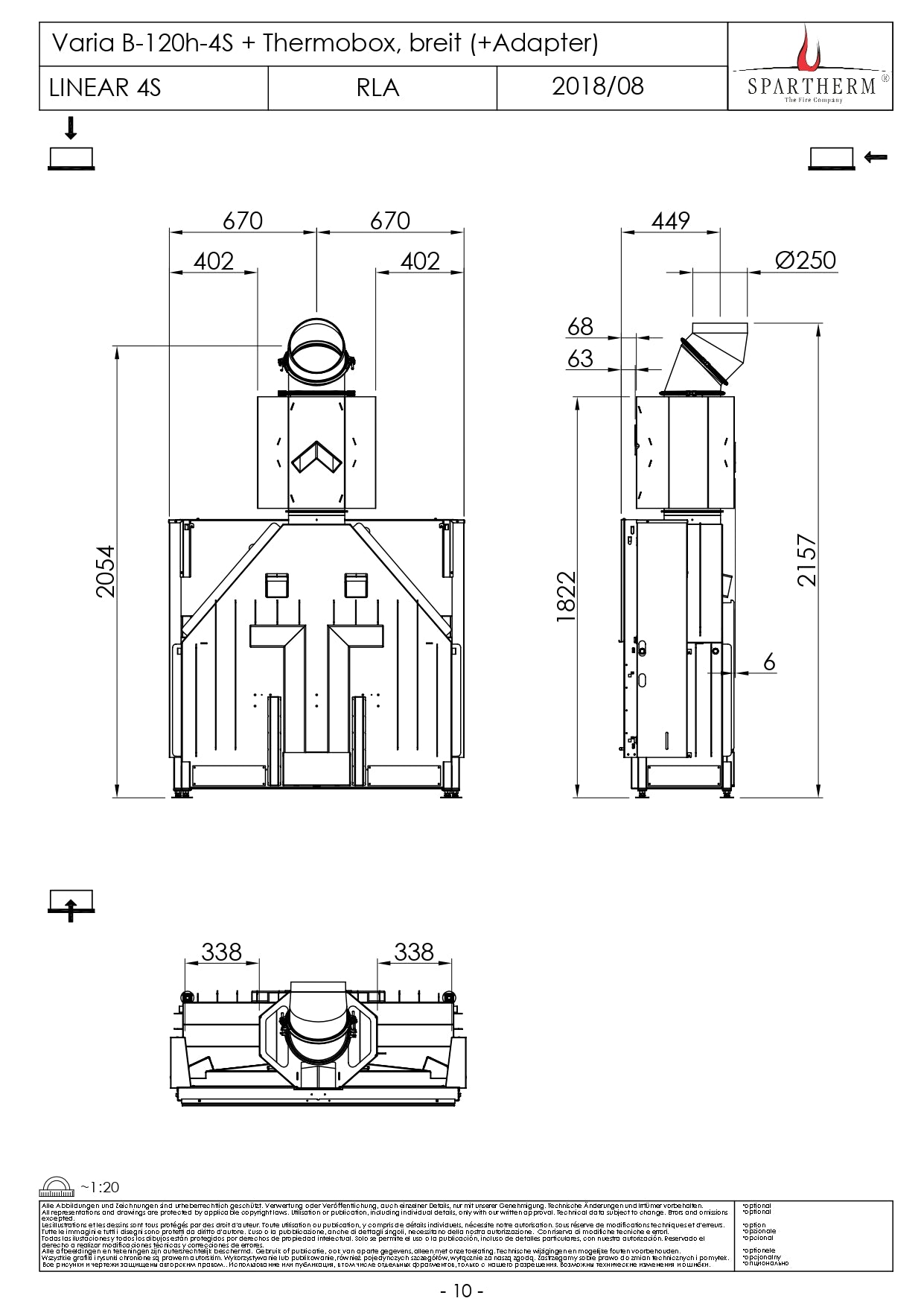 SPARTHERM Focar samota cu geam drept Varia B-120h