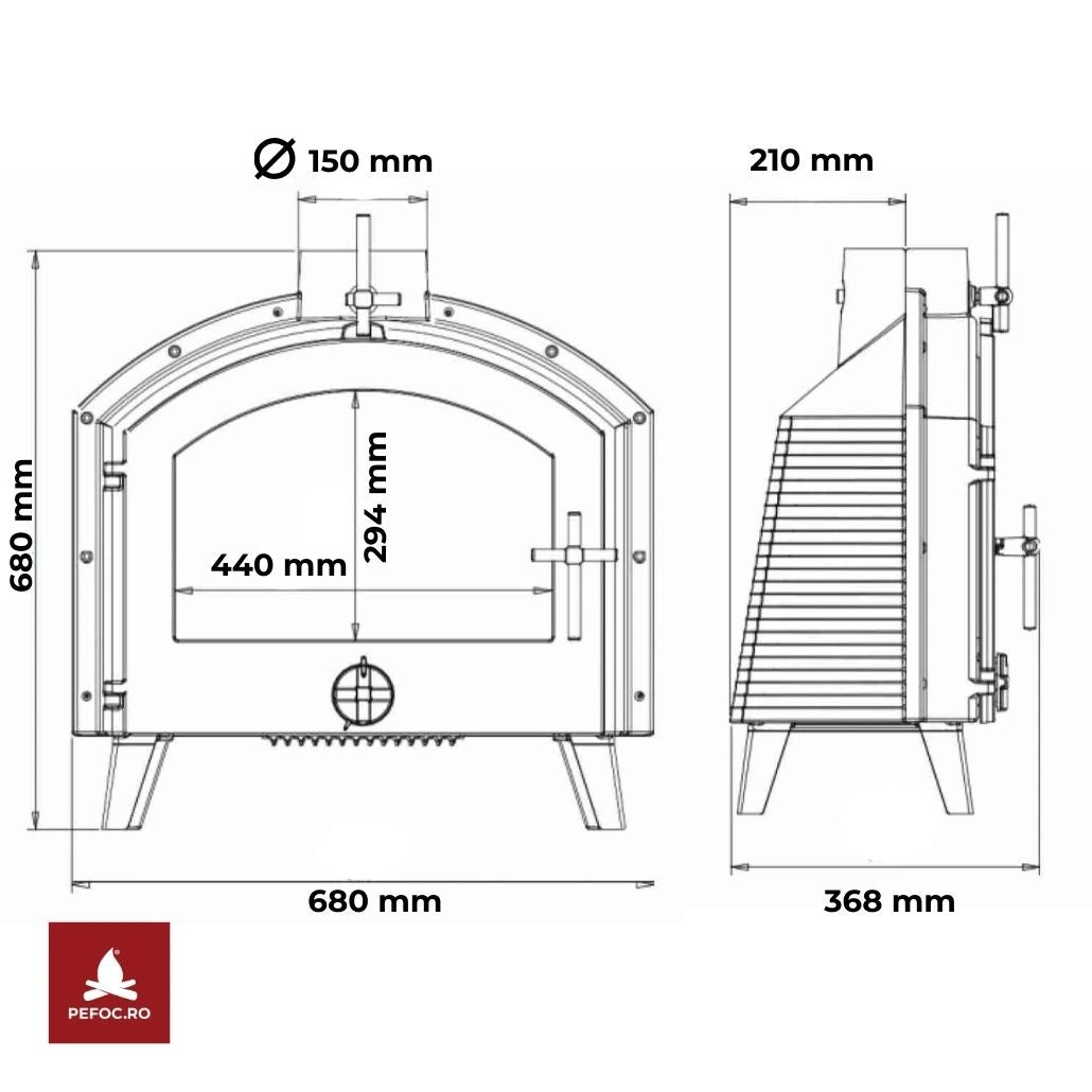 Sobă Fontă Stimo INVICTA 7-10.5kW 63kg | Randament 79% | Ardere 8h | A
