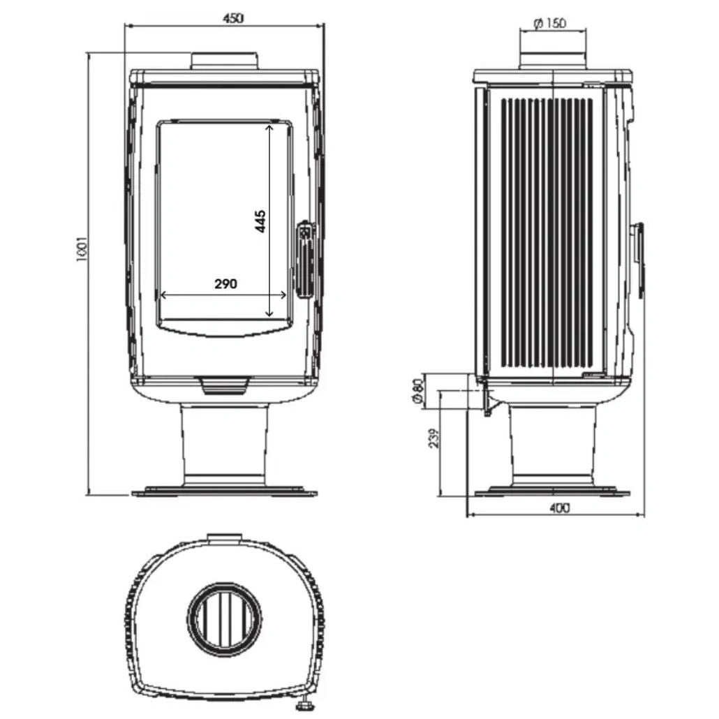 Sobă Fontă ATLAS 8-11kW 118kg | RANDAMENT 82.1% | FONTĂ + EMAIL | A+