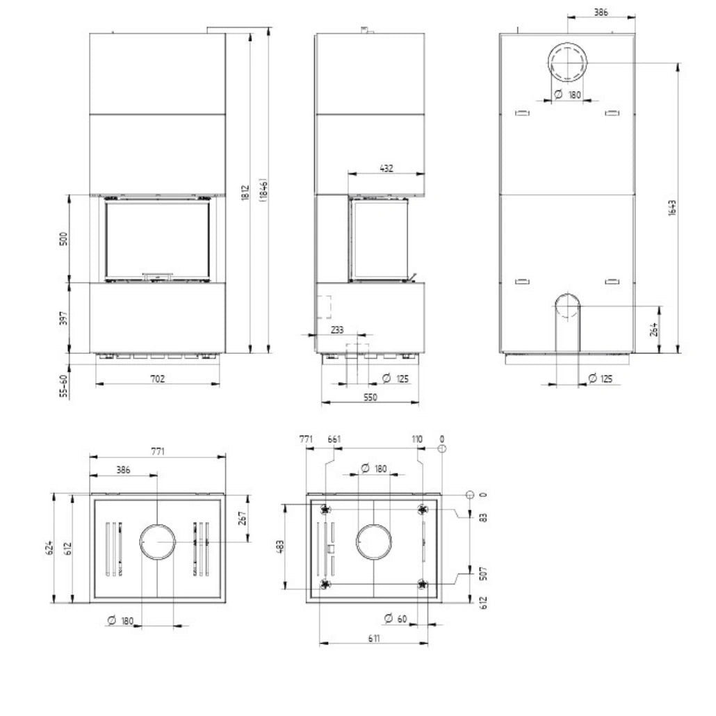 Semineu BLOX U77 HOXTER 8kW 538kg | ACUMULARE 24h | STICLĂ 3 LĂTURI | A+