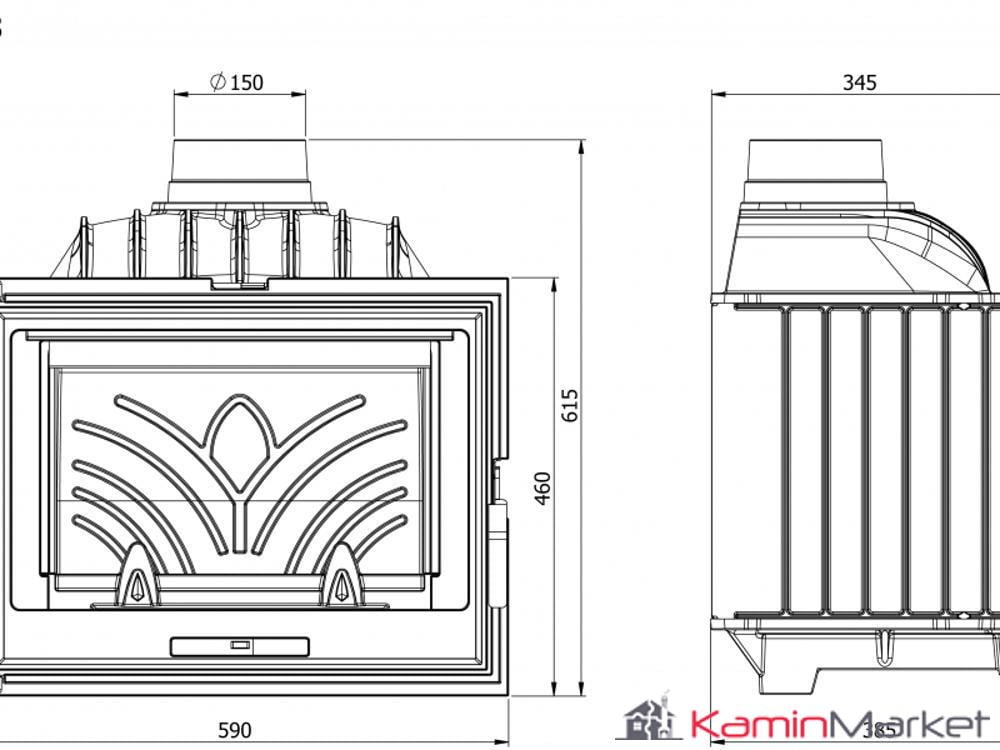 Kawmet W13 - 9.5 kW Focar șemineu fontă