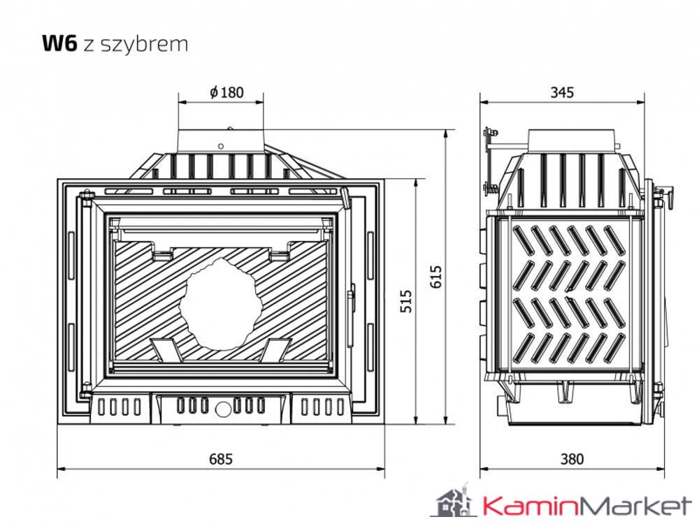 Kawmet W6 - 10.1 kW Focar șemineu fontă