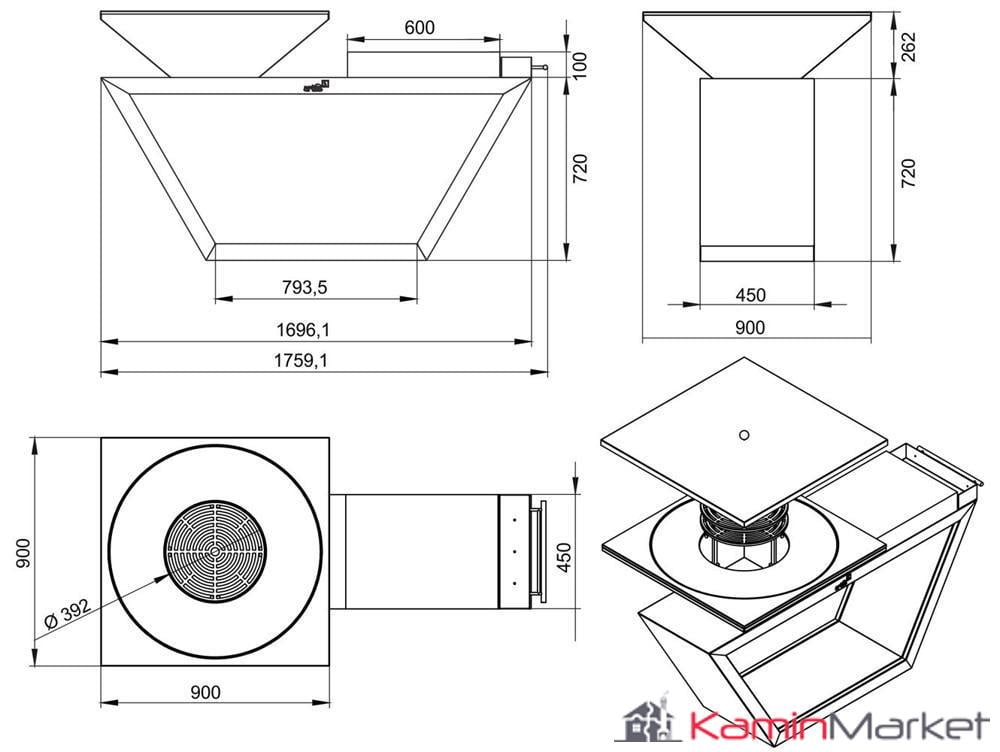 Grătar portabil ARTISS G4 Graphit+ blat de lucru