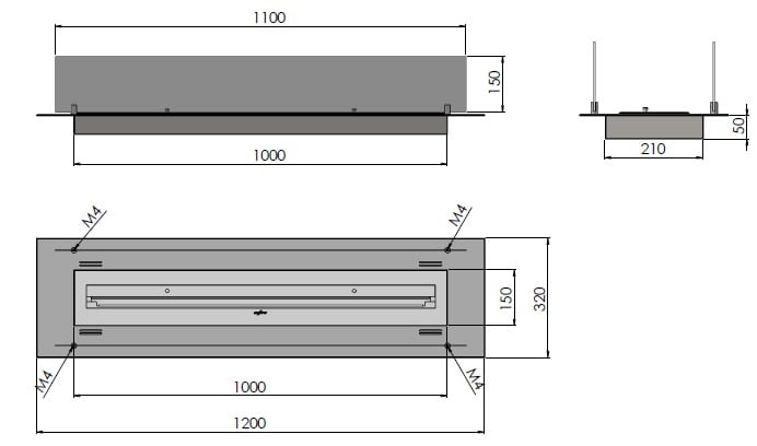 Șemineu bioetanol Infire Inserts 1200