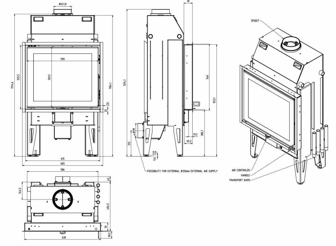 Șemineu insert Ambifire Master 60F