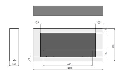 Șemineu bioetanol Infire Murall 1200