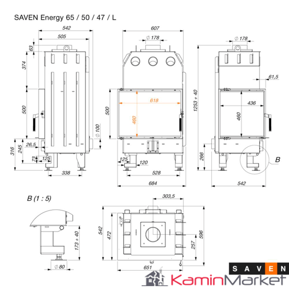 SAVEN Energy Focar sticlă 65х50х47