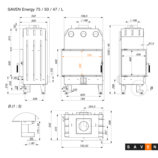 SAVEN Energy Focar sticlă 75х50х47