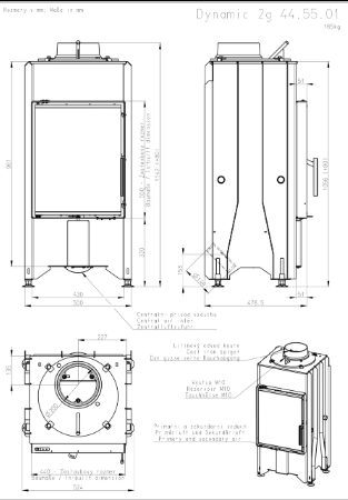 Focar semineu lemne, 9.1 kW, otel si fonta D2L01