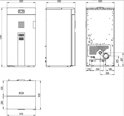 Centrala pe peleti TEK 20kw - cu WI-FI