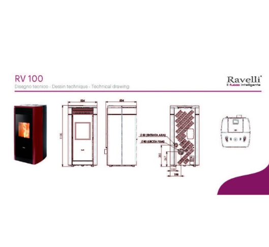 Soba Pe Lemne Cu Peleti Sistem De Aer, Ravelli, RV 100