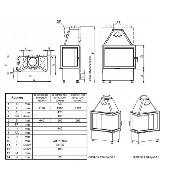 Semineu Cu Acumulare KOBOK Model Chopok R90 S450 LD 730450 16Kw