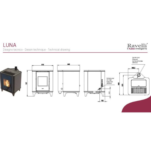 Soba Pe Lemne Cu Peleti Sistem De Aer, Ravelli, Luna