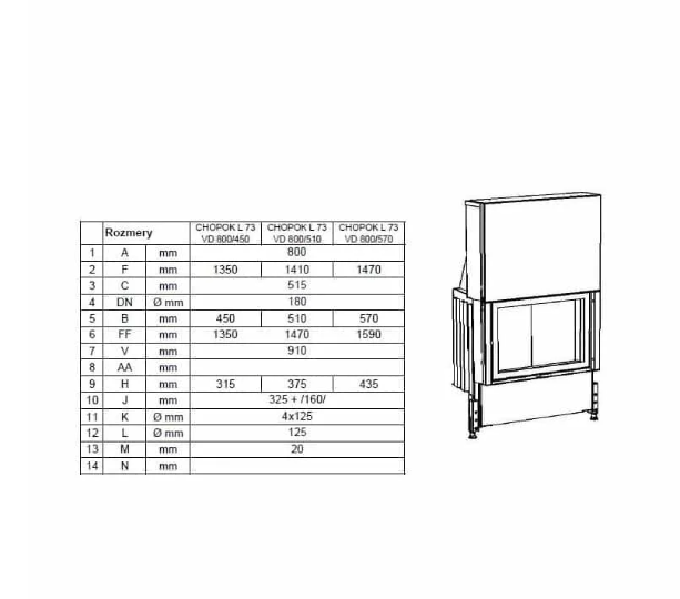 Semineu Cu Acumulare KOBOK Model Chopok VD 800  450 15 KW