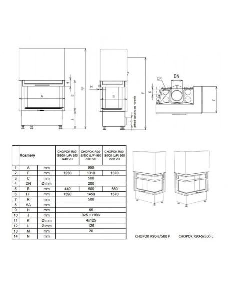 Semineu Cu Acumulare KOBOK Model Chopok R90 S500 LP VD 950450 17Kw