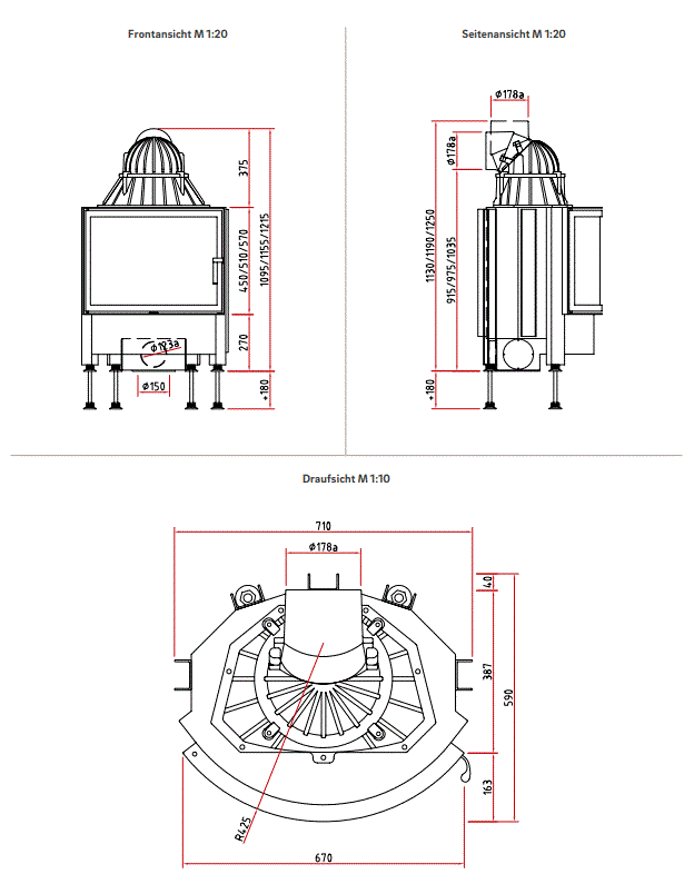 Șemineu pe lemne RONDA 6751s