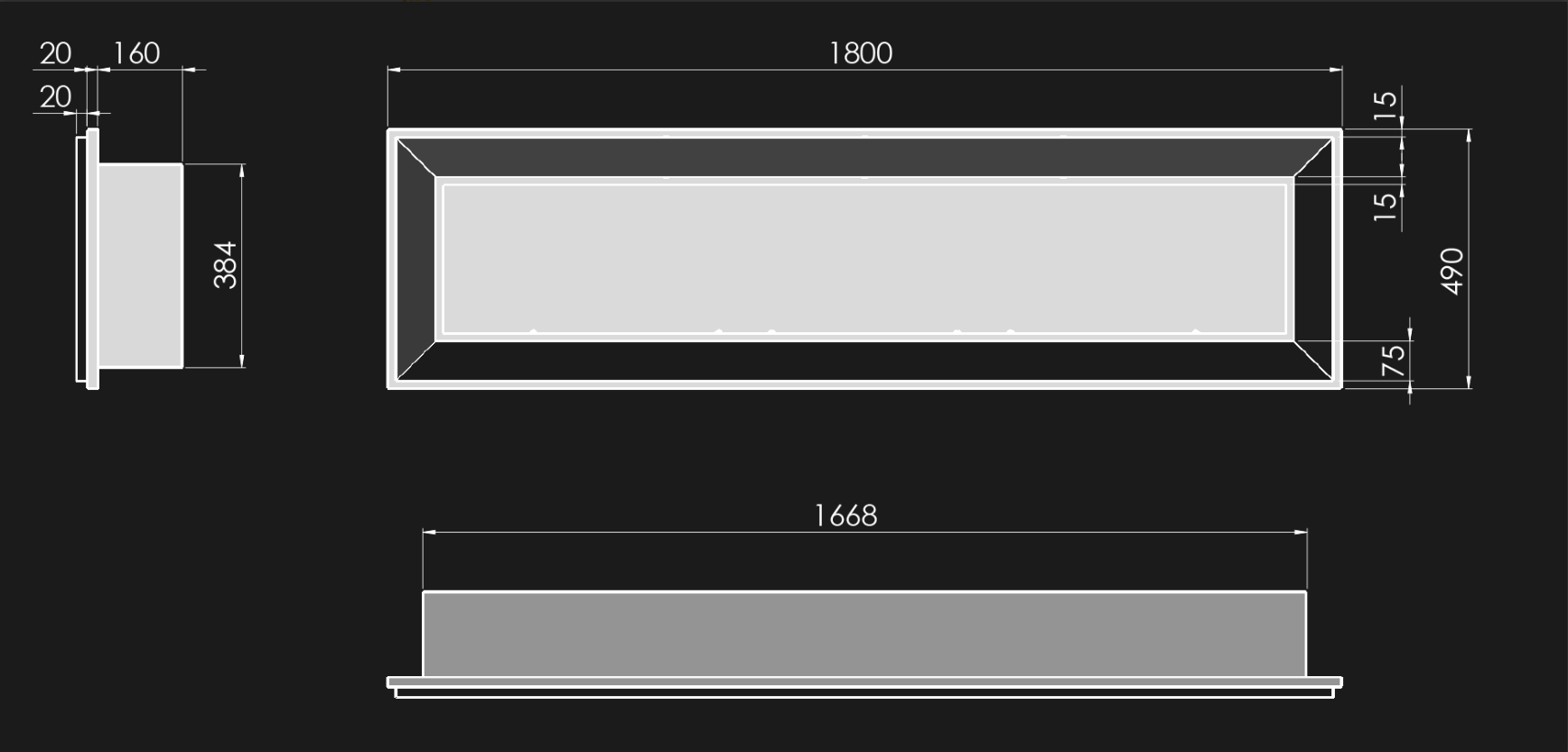 Șemineu cu bioetanol Simplefire Frame 1800